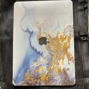 Apple iPad Case - Blue and Gold Marble Design